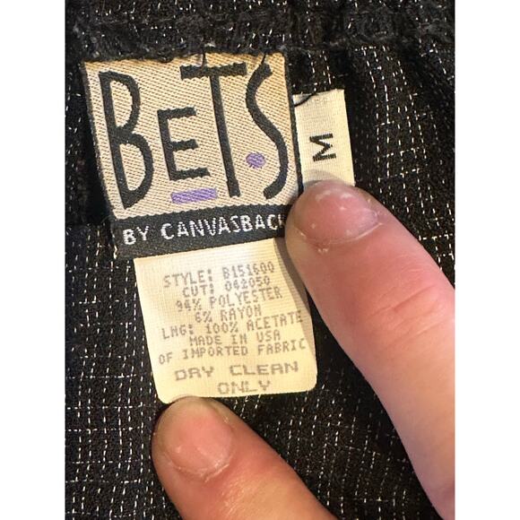 Bets by Canvasbacks Jacket Black Artsy Patchwork Buttoned Jacket w/ Pants Sz Med - Picture 3 of 10